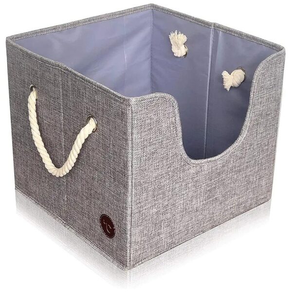 Perfect Size Linen Storage Bin for Pet Toys, Clothes, and Accessories with Rope Handles