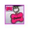 Personalized Custom Engraved Plastic Bone Shaped Pet ID Tag with Pink and Black Finish