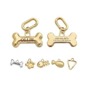 Personalized Deep Engraved Cat Dog Tags Engraved for Pets Bone Balloon Shape Brass Small