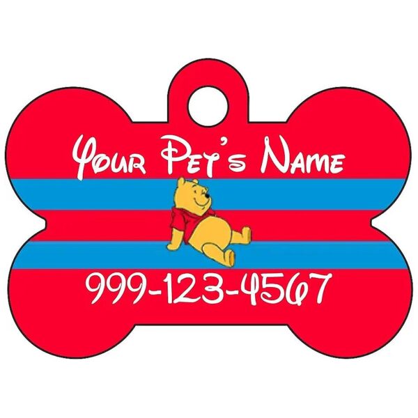 Personalized Dog Cat ID Tag with Winnie The Pooh Design