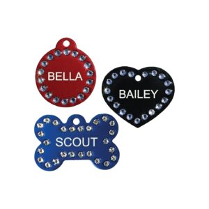 Personalized Dog ID Tags with Crystals and Stainless Steel Options