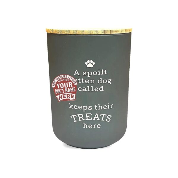 Personalized Dog Treat Jar in Grey Finish with Resin Construction