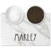 Personalized Grey Marble Pet Food Mat for Cats and Dogs - Waterproof and Non-Slip