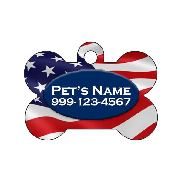 Personalized Patriotic Flag Pet Identification Tag for Dogs and Cats