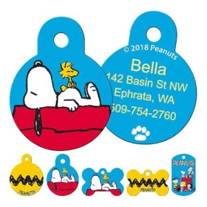 Personalized Peanuts Gang Pet ID Tags with Custom Text for Dogs and Cats