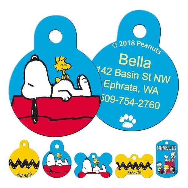 Personalized Peanuts Gang Pet ID Tags with Custom Text for Dogs and Cats