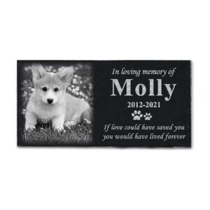 Personalized Pet Memorial Markers with Photo, Black Granite Stones for Pet Loss Memorials