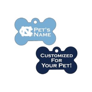 Personalized Pet Tag with 4 Lines of Text in Carolina Blue NCAA UNC