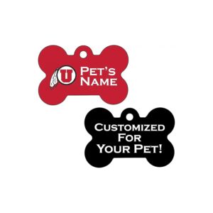 Personalized Pet Tag with Customizable Text and Officially Licensed Utah Utes Logo in Red