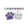 Personalized Purple Glitter Paw Dog Tag or Cat Tag with Split Ring and Easy Read