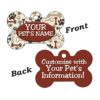 Personalized Red Metal Dog Tag with Bone Shape for Your Pet