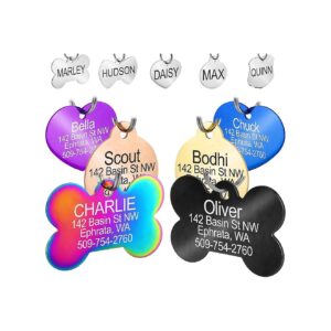 Personalized Stainless Steel Pet Id Tags with Up to 8 Lines of Custom Text