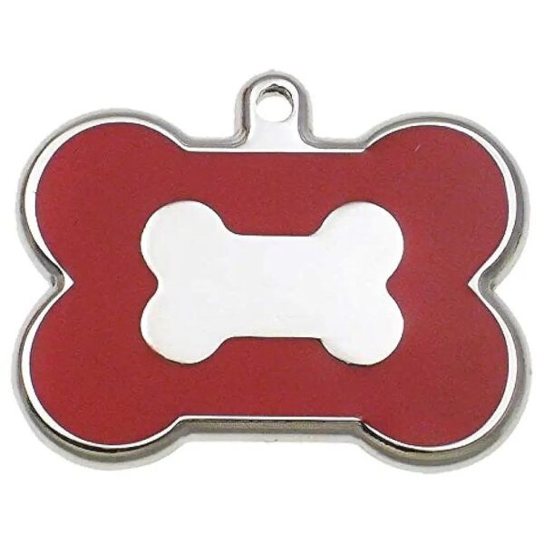 Personalized Stainless Steel Red Bone Dog Tag with Engraving Small Size