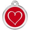 Personalized Stainless Steel Tribal Heart Pet ID Tag in Small Red