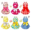 Pet Apparel 6 Colors Cute Floral Princess Dog Sundresses for Small Dogs