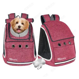 Pet Backpack Carrier for Small Dogs Cats Hiking Walking Traveling Pink Polyester