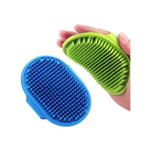 Pet Bath Brush with Adjustable Handle for Long Short Haired Dogs and Cats Grooming