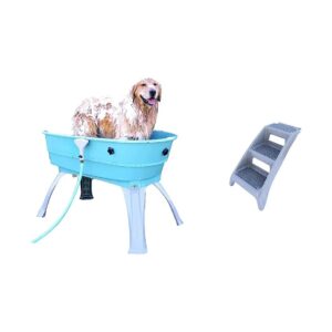 Pet Bathing Solution with Elevated Steps and Non-Slip Surface for Large Pet Comfort