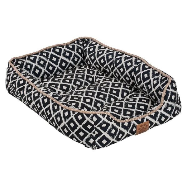 Pet Bed for Small Breeds with Navy Blue Color and Polyester Fiber Filling for Comfort