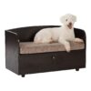 Pet Bed with Storage Drawer and Padded Foam Cushion Espresso Color