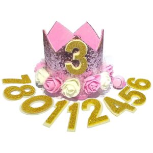 Pet Birthday Headband Hat with Pink and White Sequins for Dogs and Cats