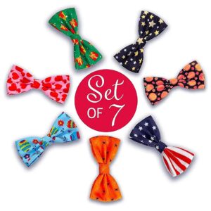 Pet Bow Ties Set for Dogs and Cats with Holiday Theme and Adjustable Design