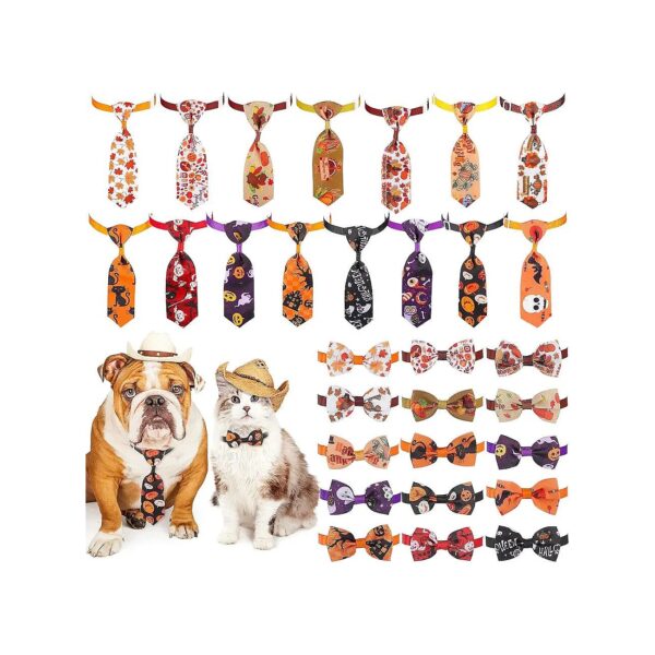 Pet Bow Ties Set for Fall Celebration - 30 Pieces of Adjustable Dog and Cat Neckties