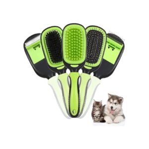 Pet Brush with 5 Adjustable Brush Heads for Massage, Shedding, and Undercoat Removal