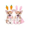 Pet Bunny Costume 2 Sets Including Carrot Headband Ears and Pink Lace Skirt for Dogs