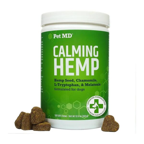 Pet Calming Chews for Dogs with L-Tryptophan, Chamomile, and Hemp for Natural Relief