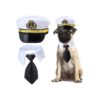 Pet Captain's Hat and Necktie Bow Tie for Halloween Costume and Photo Props for Pets