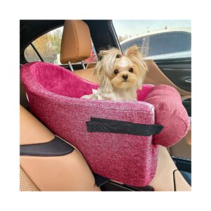 Pet Car Booster Seat Conveniently Attaches to Middle Console for Small Dogs 3-8 Pounds