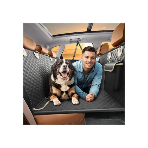 Pet Car Seat Cover with Hard Bottom Waterproof Back Seat Cover for Large Dogs Black