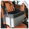 Pet Car Seat for Small Dogs with Grey Fleece Liner, Foldable Design, and Adjustable Leash