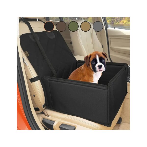 Pet Car Seat for Small to Medium-Sized Dogs with Reinforced Walls and 3-Belt System Black