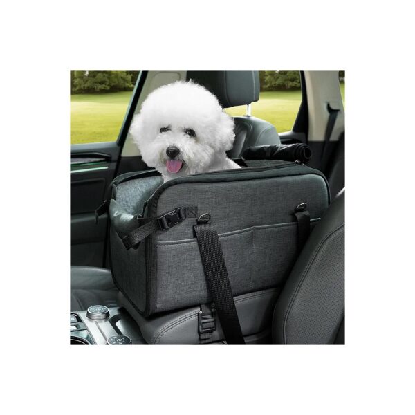 Pet Car Seat with Safety Belt and Top Mesh Cover for Small Dogs Up to 22 lbs