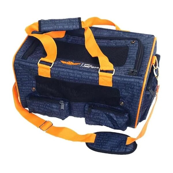 Pet Carrier Blue 16 inches with Three Mesh Panels and Washable Lining