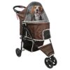 Pet Carrier Stroller for Cats and Small Dogs with Foldable Design and Storage Compartment