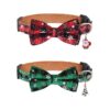 Pet Christmas Collars with Cute Plaid Bow Tie for Small Medium Large Dogs