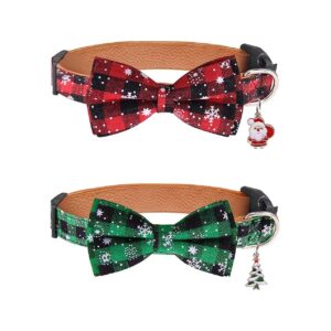 Pet Christmas Collars with Cute Plaid Bow Tie for Small Medium Large Dogs