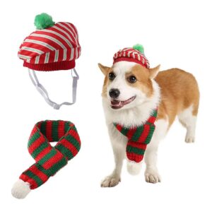 Pet Christmas Costume Hat and Scarf Set for Dogs and Cats, Medium