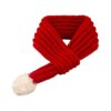 Pet Christmas Gift Red Knit Scarf with Fuzzy Pompoms for Dog Cat Costume