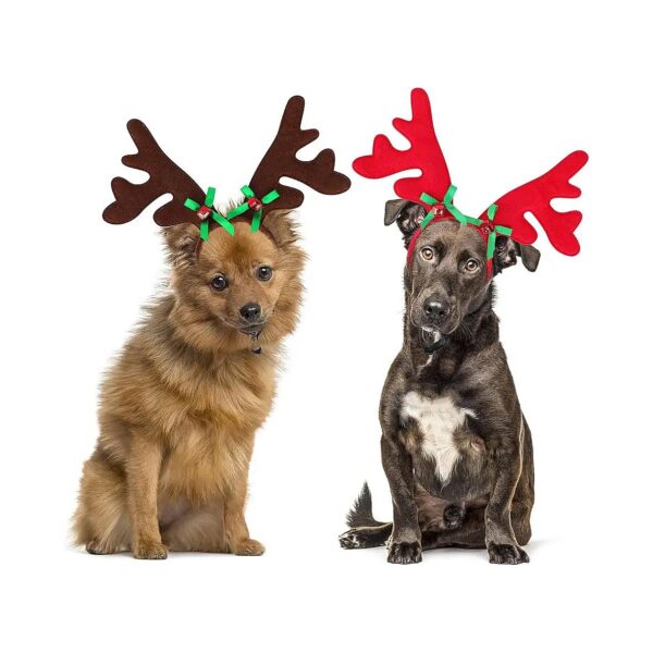 Pet Christmas Headwear with Soft Fabric and Reindeer Antlers for Small Dogs and Cats