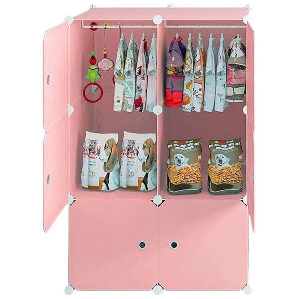 Pet Closet Organizer with 6 Storage Cubes and Pink Color