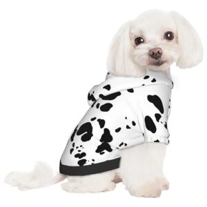 Pet Clothing Black Dalmatian Print Hoodie for Dogs and Cats Size Medium