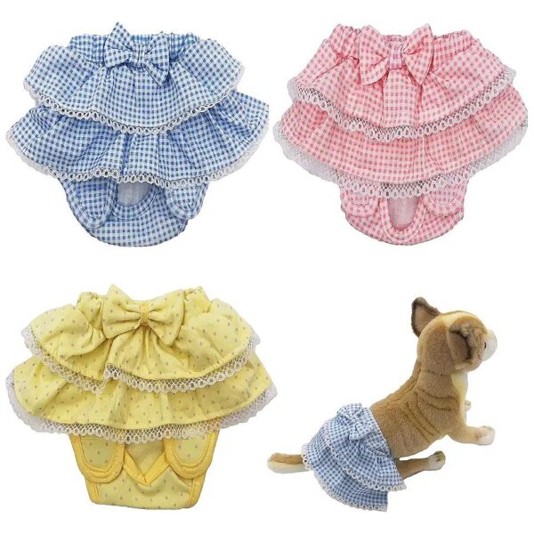 Pet Clothing Skirt Diaper for Small Female Pets Cotton Material Waist 10-12