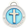 Pet Collar Decoration, Small Blue Cross Charm with Engravable Back and Durable Zinc Alloy