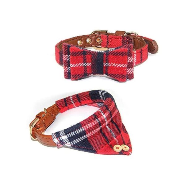 Pet Collar with Bow Tie and Bandana Style for Small Dogs and Cats with Adjustable Length