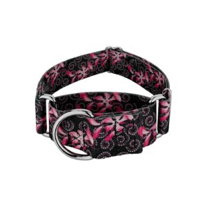 Pet Collar with Pink Honeysuckle Breeze Floral Design and Adjustable Width for Comfort