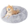 Pet Comfort Faux Fur Donut Bed for Small Medium and Large Pets with Orthopedic Support